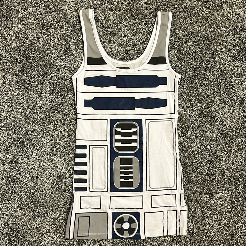 Blackmilk White Navy Gray R2-D2 Tank Top